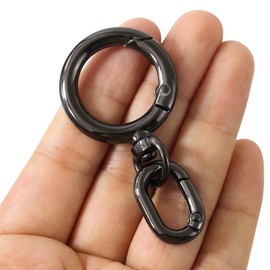 [FUSSED] 2pcs Key Ring, Backpack Buckle, Spring Gate O-Ring Round Snap Clip Zinc Alloy for Key Ring Buckle, DIY Craft Making Lobster Clasp, Black