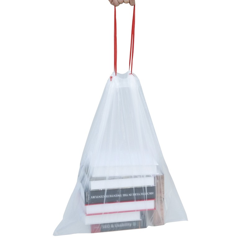 Fosly 6L Super Strong Drawstring Bin Liners, Transparent, Tear-Resistant Bin