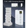 USB Charger 60W 7-Port USB Desktop Charger with LED Screen,