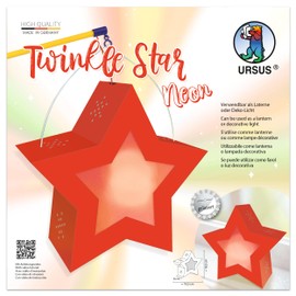 Ursus 1883 00 02 Twinkle Star Neon Red, Lantern Craft Set, 19.3 x 18.3 x 8 cm, 250 g/m², for Lantern Crafts, DIY Craft Set for Lantern Moving & Decoration