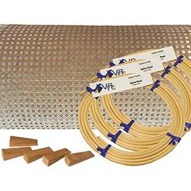 Pressed Cane Webbing Kit 1/2" Fine Open Mesh with splines, Wedges and Instructions
