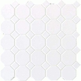 Octagon and Dot 12" x 12" Mosaic in Matte White with Matte White Dot (one Sheet)