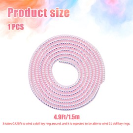Adehevio Anti-Loss Coil for Doll Keychain,Doll Accessories Prevents Unhooking from Bags,Colorful and Durable，Length 4.9Ft(Keychains and Dolls are Not Included) (Bright Pink)