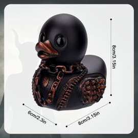 Black Rubber Duck, 8 cm High Bath Toy Duck Funny Dark Rubber Duck, Collectible Duck Gift for Children, Adults, Baby Shower Bedroom Decor (Punk Duck)