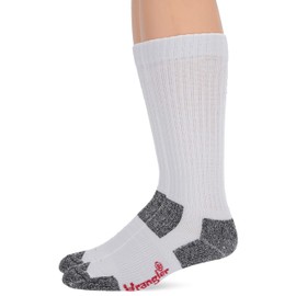 Wrangler Men's Steel Toe Boot Ultra-Dri Work Crew Socks 2 Pair Pack, White, Large