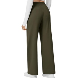 Phophila High Waisted Work Pants for Women Business Casual Outfits Office Dress Pants Trousers with Pockets Army Green M