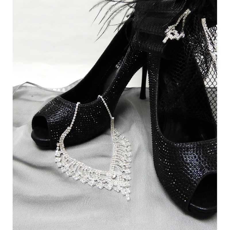 AN SHU Rhinestone Necklace Earrings Set Earrings Set Wedding Wedding