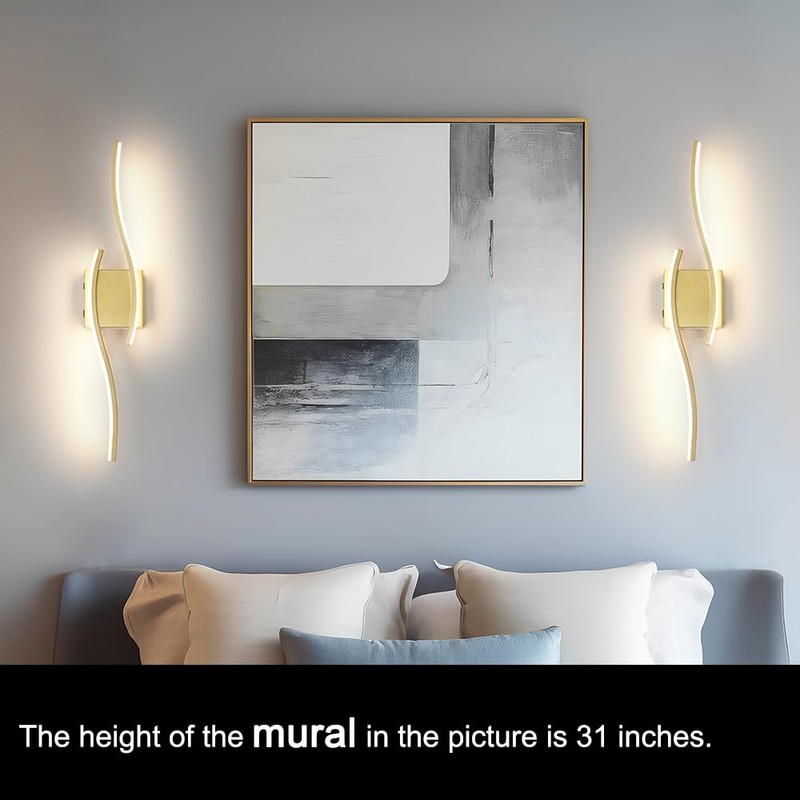Battery Operated Wall Sconce Set of 2, Gold USB Rechargeable