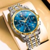 OLEVS Watches for Men,Blue Face Men's Watch,Blue Gold Watch Mens