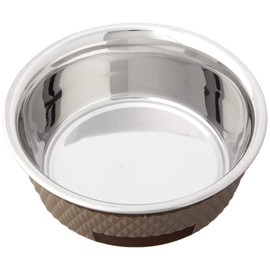 PetRageous 16016 Kona Stainless Steel Non-Slip Dishwasher Safe Dog Bowl 3.75-Cup 6.75-Inch Diameter 2.5-Inch Tall for Medium and Large Dogs and Cats 30-Ounce, Taupe