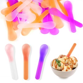 30 Pcs Color Changing Ice Cream Spoons, 5 Inch Temperature Sensitive Plastic Spoons, Individually Wrapped, Reusable Party Supplies for Birthday Wedding Dessert Tasting