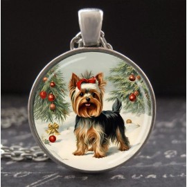 Unbranded Yorkshire Terrier Necklace Yorkie Dog Pendant Mom Gifts Silver Holiday Jewelry