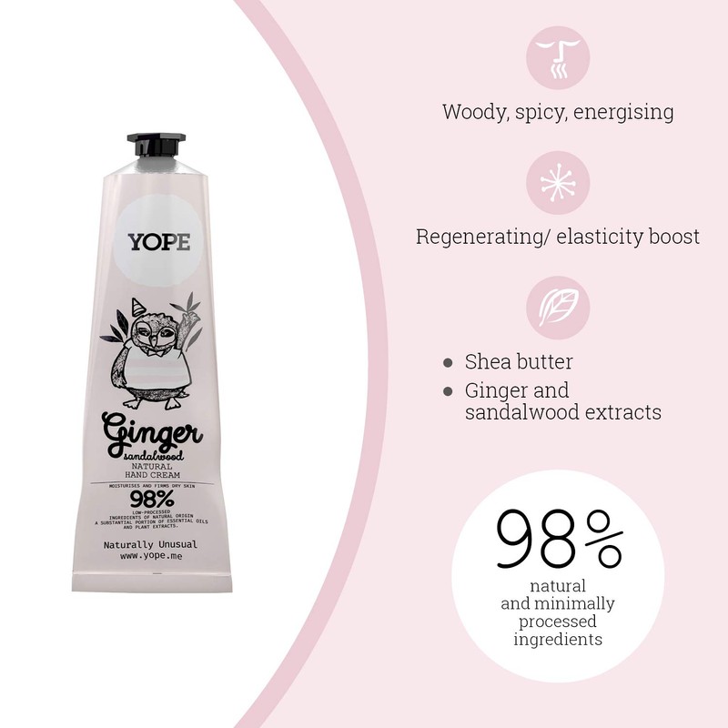 Yope Natural Hand Cream | 98% Natural Ingredients | Ginger