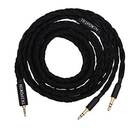 LINSOUL Tripowin GranVia Upgraded OFC High Purity Headphones Audio Replacement Cable, Dual 3.5 mm Plug for HE4XX/HE-400i/HE400se/HarmonicDyne Zeus/Goldplanar (2.5 mm Plug, 1.5 m Length, Black)