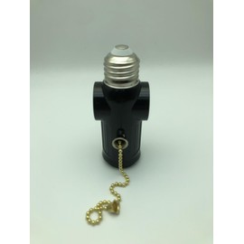 Figame 2 Pack 3-in-1 Bulb Socket Adapter, E26/E27 to 2/3 Prong Plug Socket Splitter, Black with Switch, Indoor Use Only