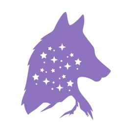 Wolf Silhouette with Mountain and Stars 12 inch Lavender Indoor Outdoor Vinyl Decal