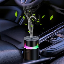HODEMI Portable Smart Essential Oil Diffuser,Cold Mist Car Air Freshener Aromatherapy Diffuser with 10 LED Lights,Built-in Battery,Auto On/Off,4/8 Timer Modes,for Home Office and Travel (Black)