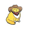 Cowboy Hat Cat Kitty Cute Orange Metal Enamel Pin Badge
