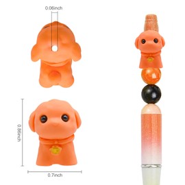 BROVITI 20Pcs 3D Bell Dog Focal Beads for Pens Cute Mini Dog Acrylic Large Spacer Beads for DIY Craft Beadable Pens Bracelet Necklace Earrings Keychain Jewelry Making