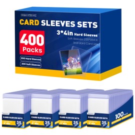 400 Packs Card Sleeves Top Loads for Cards,3" x 4" Baseball Card Protectors,Trading Card Sleeves Hard Plastic Fit for Baseball, Football Cards (200 Hard Sleeves + 200 Soft Sleeves)