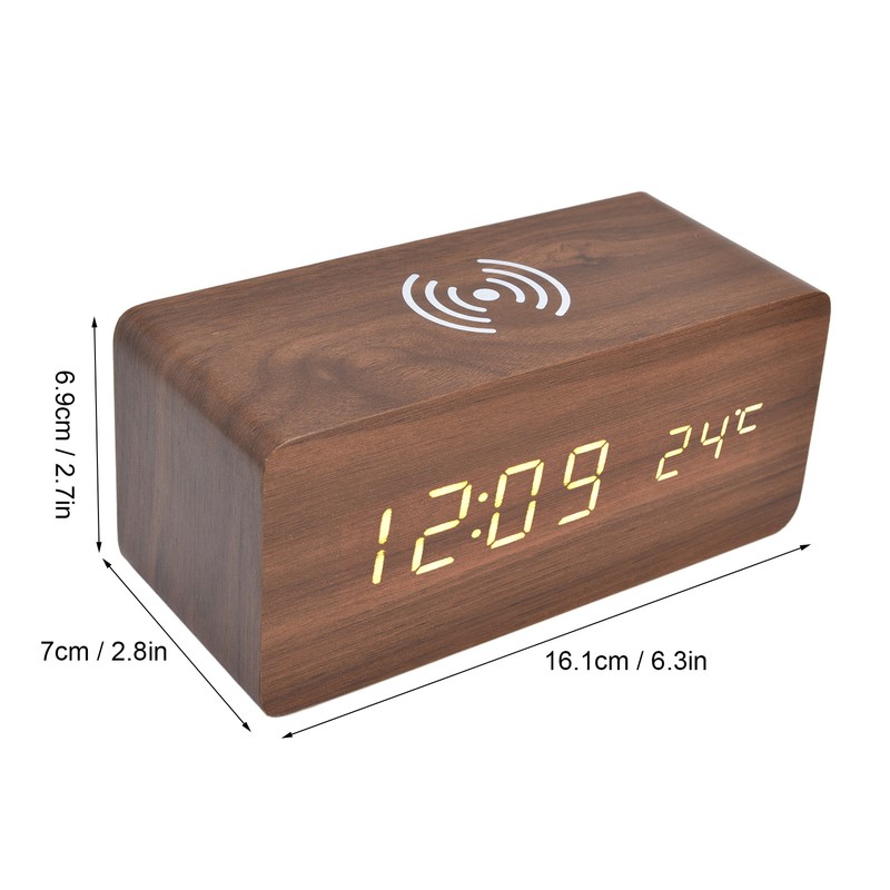 Digital Alarm Clock Wireless Charging Automatic Temperature Detection Safe Stable
