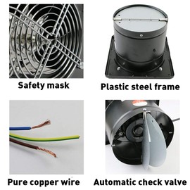 Exhaust Fan, CABINA HOME 6 inch Silent Through-the-Wall Extractor Exhaust Ventilation Fan for Kitchen, Bathroom, Toilets, Bedroom, Living room, Shopping mall, and Office, 110V