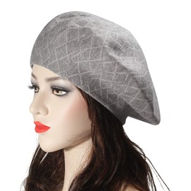 ZLYC Womens Reversible Cashmere Beret Hat Double Layers French Beret (Plaid Gray)