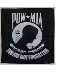 K's Novelties Set of 3 22" x 22" Black Powmia Pow Mia Pow-Mia Prisoner Forgotten Military Bandanna