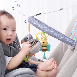 CXAFQ Baby Soothing Pendant, Baby Safety Seat Pendant, Baby Travel Car Pendant Toy, Adjustable Stand, Pads Are Available On Both Sides, Play And Kick Car Toy,Car Activity For Baby, For Babies 6 To 36