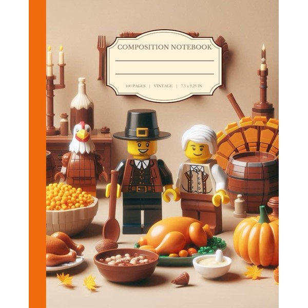 Composition Notebook College Ruled: Thanksgiving Feast Legos: Building Blocks pattern