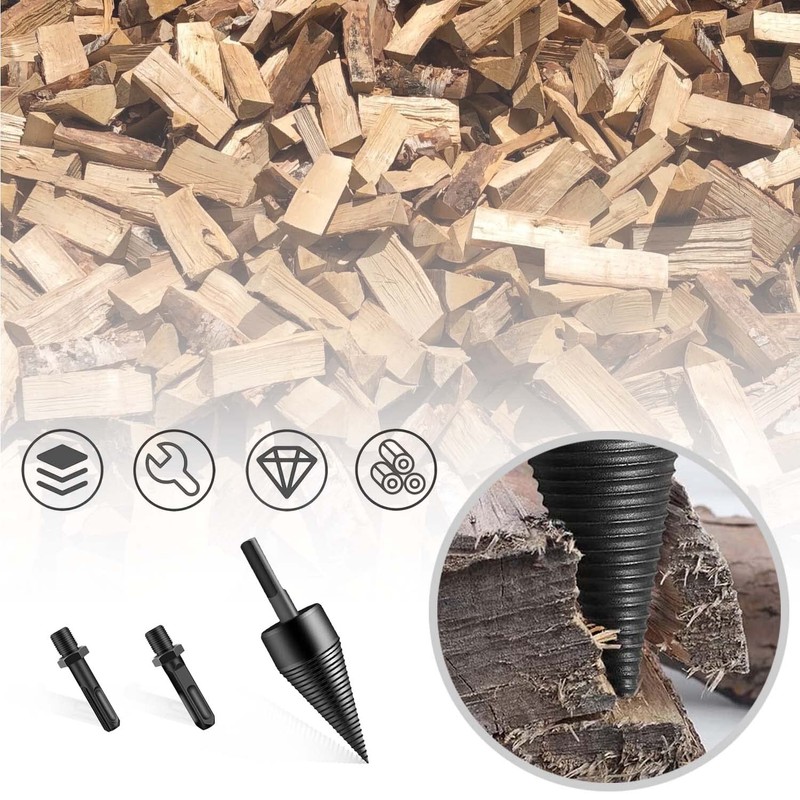Wood Splitter Screw Cone, Split Wood Cone, Drill Cone, Wood