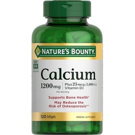 Natures Bounty Calcium 1200 mg with 1000 IU Vitamin D3 - Bone Health Softgels, Calcium and Vitamin D Supplement, Gluten Free, 2 Softgels per Day, 120 