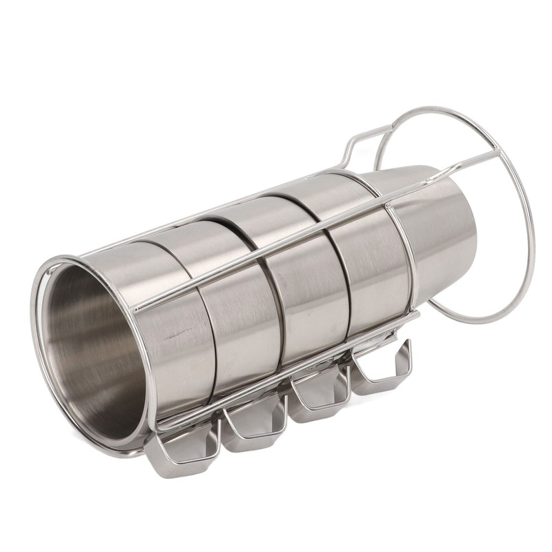 Stainless Steel Camping Cup Set of 4 Double Layer Coffee