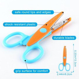 12 PCS Craft Scissors Decorative Paper Edge, Safety Zig Zag Scissors, Colorful Pattern Scissors for Art Craft Supplies, Scrapbooking