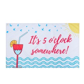 Runesol 5 O'Clock Somewhere Party Flag, 91x152cm, 3ft x 5ft, Premium Quality, Vivid Colours, Inside/Outside Use