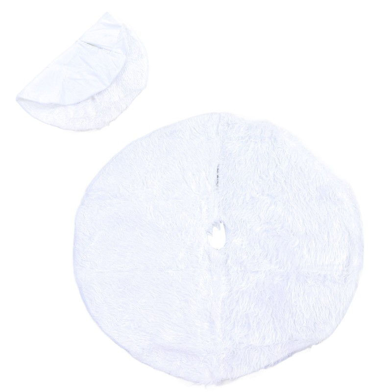 35.4in Christmas Tree Skirt White Fine Workmanship Soft Thick Fluffy