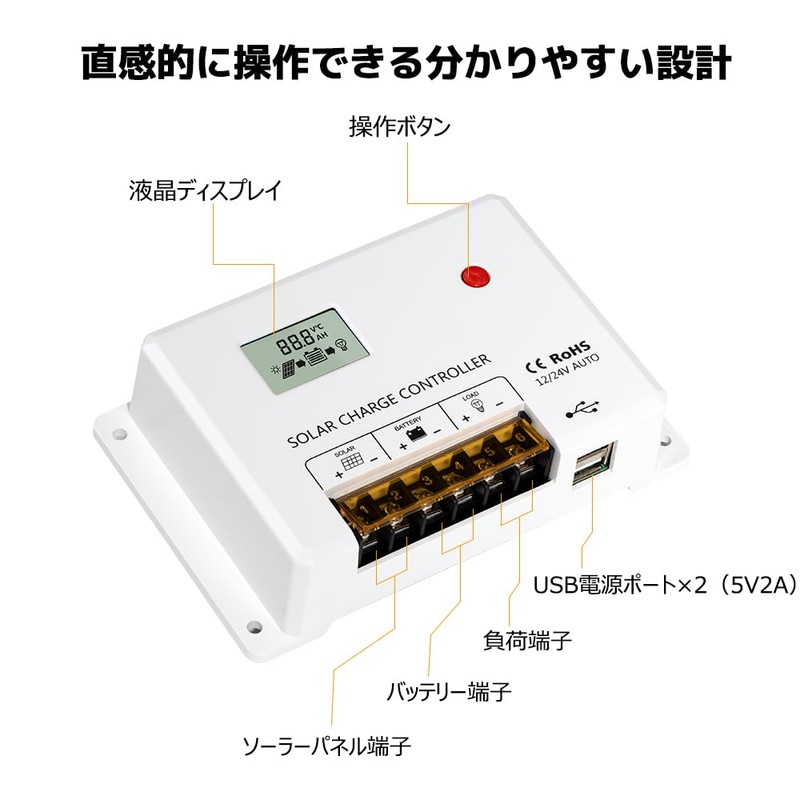 LVYUAN PWM 40A Solar Charge Controller, 12 V 24 V,