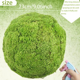 ACRYCS Decorative Moss Ball Handmade Natural Green Plant Moss Balls Decorative for Home Party Display Decor Props 9" Artificial Topiary Balls for Outdoor Decor Backyard Balcony Garden Patio Wedding