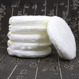 Lurrose White Soft Plush Powder Puff Fluffy Powder Puff with Ribbon for Body and Face Power (Pack of 3)