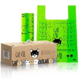 Certified Home Compostable Cat Litter Bags For Poop - 10% to Charity - Cornstarch-Based - For Cleaning Up Litter Trays - NF T51-800 Compliant - 30 Extra Large Disposable Bags
