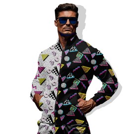 ifamawlea retro 80s 90s memphis Mens Tracksuits Set，Casual Athletic Zipper Sweatsuit Retro Jogging Suit Sets with bucket hat XL