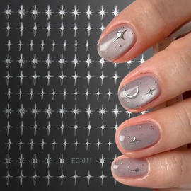 Star Nail Art Stickers Decals 3D Sparkly Starburst Nail Stickers 4PCS Blue Gold Silver Laser Four-Pointed Star Self Adhesive Y2K Nails Design Manicure Sliders Supply for Women DIY Nail Art Decorations
