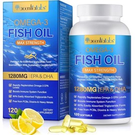 Omega 3 de aceite de pescado, cpsulas blandas de aceite de pescado, cidos grasos que incluyen EPA y DHA para mujeres y hombres, 120 cpsulas blandas   