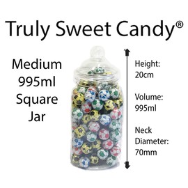 995ml Square Style Food Grade Plastic Sweet Jars with Victorian Lid - 5,10,15,20,25 Wedding, Party (5 Jars)