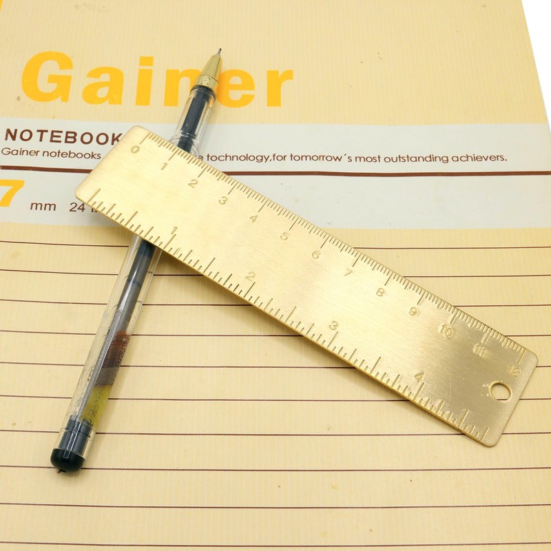 1Pcs 12cm Straight Brass Ruler, 120mm /4 Inches Metric Dual
