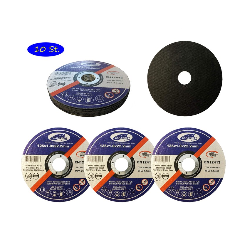 Professional cutting discs, pack of 10, diameter 125 mm, 1.0
