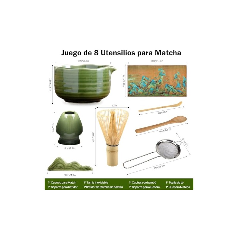 Matcha Kit, Kit de Matcha Ceremonial 8 Piezas, Juego de