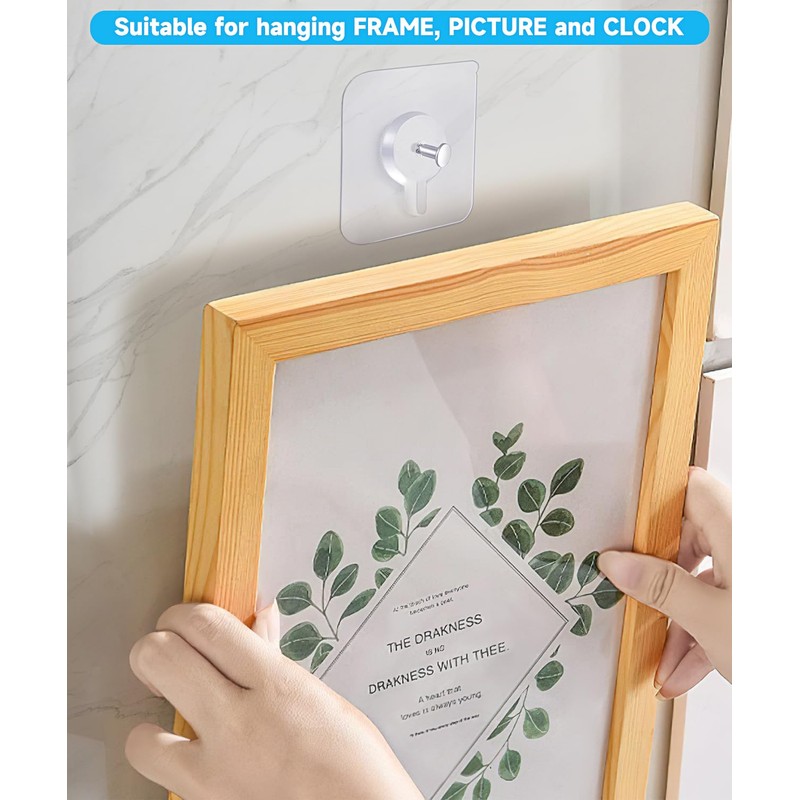 YOGEERNIC Adhesive Hooks for Wall(13lb Max), Wall Hangers without Nails