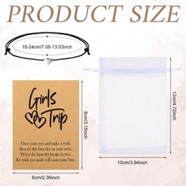 Tondiamo 6 Pcs Girls Trip Bracelet Girls Weekend Getaway Bracelets with Cards for Sisters Friends Bestie Bachelorette Party(Heart)