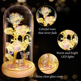 BOLEi Eternal Rose in Glass Sparkly Rose, Gift for Mother, Birthday Gift for Wife, Gift for Mum, Anniversary Gift for Her